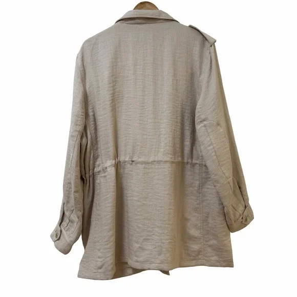 Banana Republic Womens French Utility Field Textured Jacket Size XL Oyster Gray - Picture 2 of 13